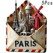 Carta de París: Imán de refrigerador con forma de sobre con iconos apilados y solapa de sobre, Torre Eiffel - Romance sellado en tu refrigerador - B - Ver 8