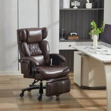 001-XXL Ergonomic Office Chair, Administrative Chair With Massage And Heating Functions, PU Leather, With Footrest, 360° Rotation, Adjustable Backrest, Maximum Capacity Of 150 Kg, Suitable For Office And Home Office (Brown). - Brown - View 11