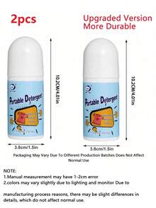 2 piezas/3 piezas Quitamanchas portátil de 50ml, bolígrafo de limpieza potente, limpiador líquido en rodillo de enjuague rápido sin agua, herramienta de limpieza de telas - Multicolor - Ver 23