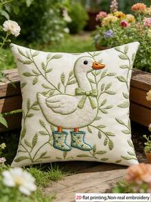 1pc 45*45cm Soft Throw Pillow Cover, Cute Duck Print, Suitable For Living Room, Bedroom, Office Decor (Pillow Insert Not Included), Adorable Animal Cushion Cover | Cartoon Duck | Durable Decorative Pillow - Multicolor - View 3
