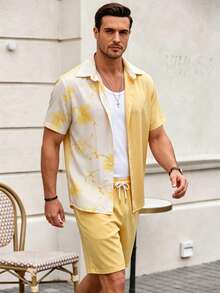 Conjunto de Camisa Estampada de mangacorta para hombre - Caqui - Ver 4
