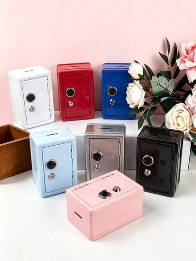 1 Nueva Hucha Portátil Creativa, Disponible en Varios Tamaños que Incluyen Sobretamaño, Grande, Mediano y Cajas de Almacenamiento de Llaves. Caja de Efectivo Creativa, Caja de Almacenamiento de Caja Fuerte, Caja de Almacenamiento de Monedas. Adecuada tanto para Hombres como para Mujeres, con una Variedad de Colores para Elegir y una Amplia Gama de Estilos. Caja de Almacenamiento de Cosméticos de Escritorio de Metal, Hucha, Gabinete de Almacenamiento Multicolor.