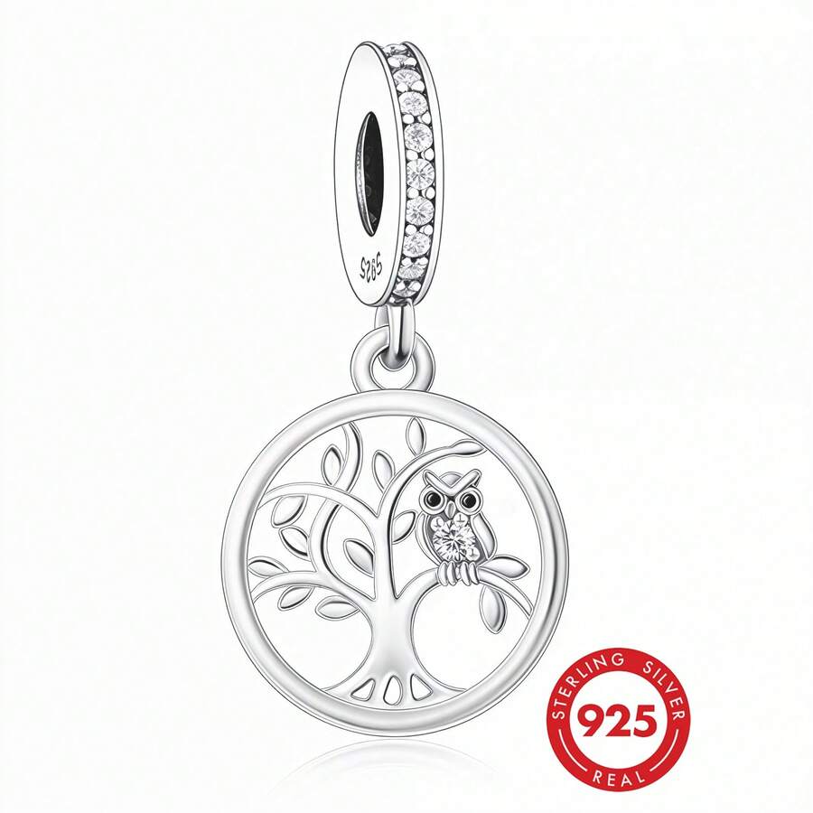 1pc 925 Sterling Silver Tree Of Life Pendant, Unisex Inspirational Jewelry Gift - Silver - View 1