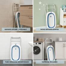 Bañera de Bebé Essencs con Cojín Reductor y Soporte Plegable BATHBY | Pack Completo para Recién Nacidos | Bañera Ligera, Compacta y Ergonómica | Soporte Elevado, Estable y Fácil de Guardar - Bañera con Soporte Azul - Ver 7