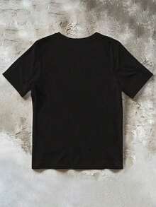 Camiseta estándar para adultos con estampado gráfico de meme divertido de gato que dice "Me como el cemento" - Negro 4 - Ver 2