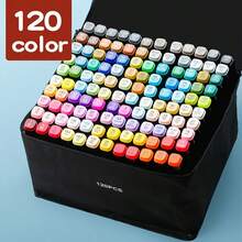 Crafts Supplies 120/24 Colors Alcohol Marker Set, Double-Tip Hybrid Craft Art Markers, Dry Erase Markers For Sketching Coloring Underlining, Professional Permanent Sketch Markers, Ideal Halloween & Christmas Gifts - 標準款120色系列 - 查看 7