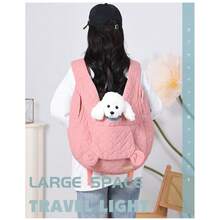 Cute Pet Travel - Pink Jacquard Breathable Multi-Pocket Pet Backpack, Suitable For Cats And Dogs Outdoor, Travel Or Work - Multicolor - View 8