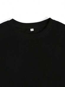 Camiseta negra con estampado rosa "Sonríe, eres hermosa" - Blusa casual de cuello redondo, manga corta, elástica, lavable a máquina, apta para uso diario y para combinar en todas las estaciones, prenda básica cómoda y esencial en el armario - Negro - Ver 4