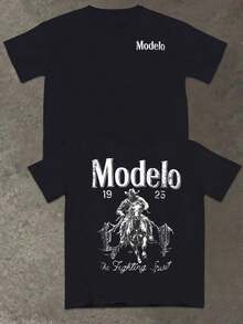 Camiseta Modelo estampado gráfico playeras de hombre algodón puro estilo deportivo informal estilo urbano moderno ideal para viajes deporte uso diario nacional envio - Negro - Ver 3