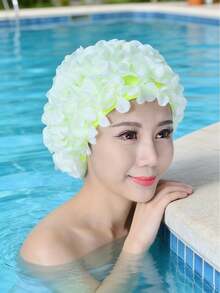 1pc Adult Women Swimming Cap, Double-Layer Twist Flower Swim Hat, Comfortable Non-Tight Ear Protection, Must-Have Swim Cap For Beach And Pool, Suitable For Lightweight, Soft, Stylish Swim Hat, Perfect For Swimming, Pool Parties, Water Activities - Multicolor - View 15