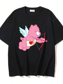 [Valentine's Day T-Shirt] Happy Valentine's Day! | Love-A-Lot Bear Graphic T-Shirt | Cupid Element | 100% Cotton T-Shirt | Declaration Of Love T-Shirt | Cartoon Theme T-Shirt | Gift For Your Partner | Valentine's Day Gift | Unisex | Printed T-Shirt | Casual T-Shirt | Graphic Tee | Streetwear T-Shirt | Soft And Skin-Friendly 100% Cotton Material, Easy To Wash | A Great Choice For Everyday Wear Or As A Holiday Or Birthday Gift For Your Girlfriend Or Wife! - Đen 4 - Xem 1