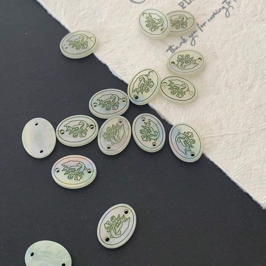 Colorful Faux Shell Resin Cartoon Button Pendant, Angel Cherry Cute Button Bow DIY Clothing Accessories - 10Pcs Random Color - View 1