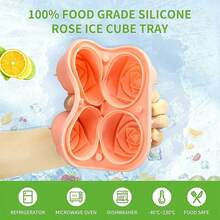 Khuôn làm đá, khuôn làm đá hình hoa hồng bằng silicon 4 ngăn, dùng cho rượu whisky, cocktail ướp lạnh, rượu bourbon, nước ép, và để trong tủ đông. - Nhiều màu - Xem 7