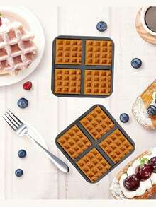 Square Waffle Mold - Non-Stick Baking Tray Suitable For Most 4-7L Air Fryers | Reusable Belgian Waffle, Pancake And Egg Mold | Dishwasher - Multicolor - View 3