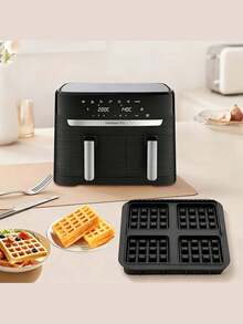 Square Waffle Mold - Non-Stick Baking Tray Suitable For Most 4-7L Air Fryers | Reusable Belgian Waffle, Pancake And Egg Mold | Dishwasher - Multicolor - View 11