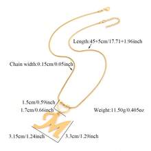 1pc New Hollow Heart Letter Pendant Necklace, Stainless Steel Chain For Women - Yellow Gold - View 2