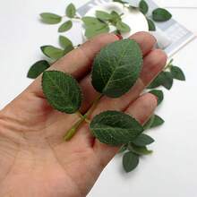 100片大容量玫瑰葉仿真綠植假葉，適用於玫瑰裝飾、仿真牡丹葉、仿真玫瑰葉，DIY婚禮裝飾、花束、桌花中心裝飾、派對裝飾、玫瑰藤蔓花環花鏈配件，房間裝飾仿真植物 - 綠色 - 查看 6