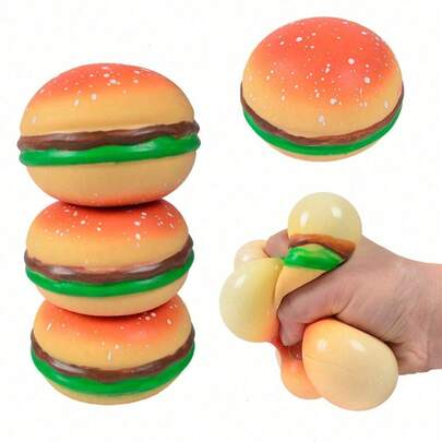 1 món đồ chơi bóp mềm hình hamburger giống thật, có độ co giãn và đàn hồi cao, chất liệu mềm mại và bông xốp, giúp giảm căng thẳng và lo âu, thích hợp dùng để trang trí bánh hoặc làm đồ chơi giảm stress cho người lớn, bền và có độ đàn hồi lâu dài.
