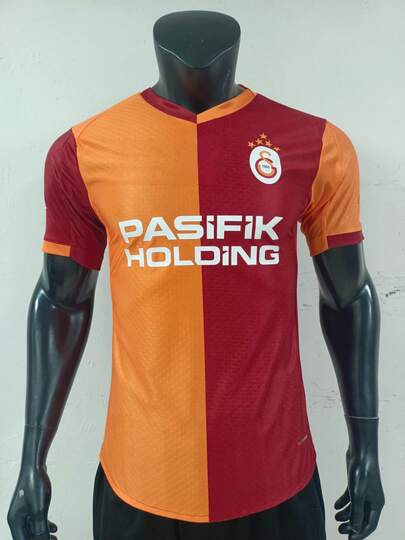 2025-2026 Galatasaray Home Orange Red Split Soccer Jersey, Unisex Football Shirt For Couple Matching, Vintage Streetwear Sport Top, Perfect Gifts, Gym Athletic Clothes