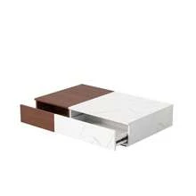 Modern Style Walnut Coffee Table With Two Storage Spaces - 胡桃木棕色 + 刨花板 + 中密度纖維板 + 白色1 - 查看 4