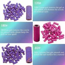 100 件套美甲钻头小砂带，含升级版 3.1mm 钻头，80、120、150、180 目指甲锉砂带，适用于卸除亚克力指甲、凝胶指甲、修型、美甲和足疗 - 彩色 - 查看 4