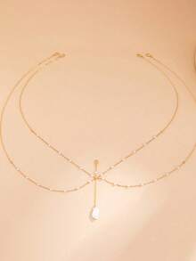 1 chiếc mặt dây chuyền ngọc trai nhiều lớp hình dáng Baroque không đều, dây đeo ngực tua rua, dây đeo bikini gợi cảm, dây đeo ngực/trang sức cơ thể đa năng, trang sức cơ thể thường ngày và ngày lễ dành cho nữ. - Vàng - Xem 3