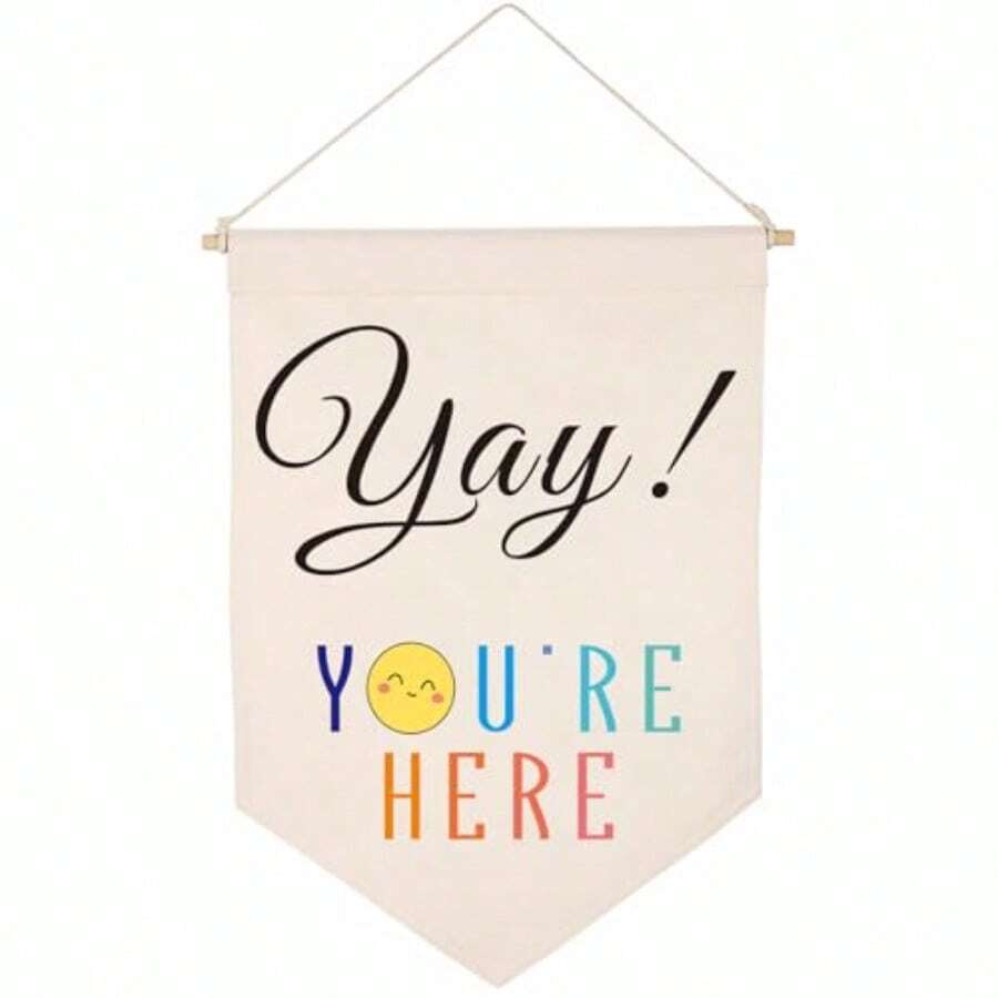 Decor Boho  Decoran Back To Chool Upplie Incluive Teacher Door Decor Welce Ign Teacher Gift - Yay You're Here Canva Hanging Banner  Ign - Tuyệt vời! Bạn đã đến đây! - Xem 1