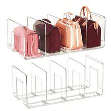 2 Pcs Clear Four-Compartment Multi-Functional Bag Accessory Storage Divider Shelf Wardrobe Organizer, Space-Saving Storage Rack For Home, Office, And Dorm - Clear - View 2