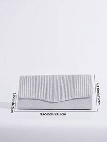 Túi cầm tay kiểu phong bì, túi xách xếp ly lấp lánh, túi đeo vai chéo, túi đựng điện thoại, túi đựng son môi, túi thời trang dự tiệc dành cho nữ. - Bạc - Xem 11