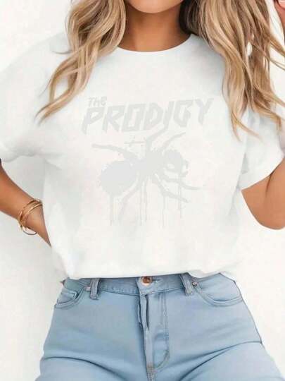100% Cotton The Prodigy Spider Design On Black Round Neck Short Sleeve T-Shirt Women's Men's Fashion Summer Tops Printing Graphic Tee