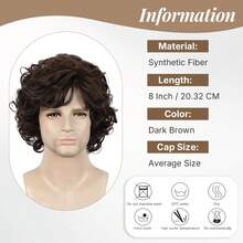 Men Wig Short Curly Brown Wig Synthetic Costume Replacement Wig For Males, Halloween - Multicolor - View 2