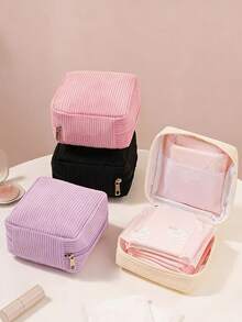 1 pieza Bolsa de almacenamiento de toallas sanitarias de gran capacidad, organizador portátil de toallas sanitarias, bolsa de almacenamiento multifuncional, adecuada para cosméticos, toallas sanitarias, lápices labiales, monedas, bolsa de artículos de tocador de viaje (adecuada para niñas, mujeres, damas), cosméticos para adolescentes y mujeres, útiles escolares, útiles de oficina y útiles escolares - Multicolor - Ver 4