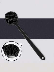 1pc Double-Sided Silicone Body Brush - Exfoliating Scrubber, Massage For Soft Skin, Cleanse Shower Back, Spa Experience - Black - View 6