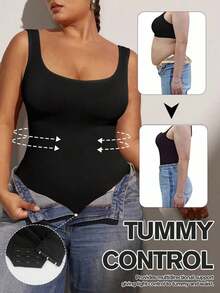 1pc Women Waist Trainer Bodysuit, Seamless Plus Size Shapewear For Tummy Control - 黑色 - 查看 1