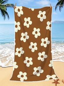 [250 g/m² Ultra Suave Secado Rápido] Toalla de Playa | Disponible en 70*140cm/90*180cm | Estampado Floral Minimalista en Rosa, Morado, Marrón | Toalla de Baño/Natación Portátil de Alta Absorción, Adecuada para Playa, Natación, Viaje, Camping, Fitness en Verano - Multicolor - Ver 6