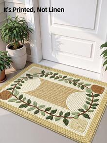 1pc 3D Pattern Doormat, Fresh Green Plant Design Wool Rug, Suitable For Bathroom, Kitchen, Outdoor, Indoor, Hallway, Bedroom, Living Room, Bedside, Machine Washable, Easy To Clean, Non-Slip Bottom, Suitable For Bedroom Winter Decor, Valentine's Day Holiday Decor, Bathroom Accessory Essential, Room Decor Set, Outdoor Decorative Carpet Mat - Multicolor - View 5
