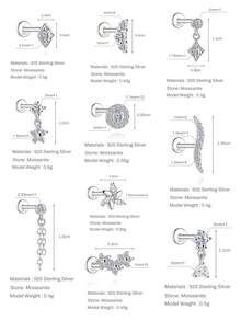 1 đôi bông tai đinh tán hình ngôi sao bằng bạc sterling 925 đính đá Moissanite 0.1 carat, mạ vàng 18K, đáy phẳng, thích hợp đeo hàng ngày, dự đám cưới, tiệc tùng, lễ đính hôn, kỷ niệm, ngày Valentine và các dịp khác. - Bạc - Xem 10