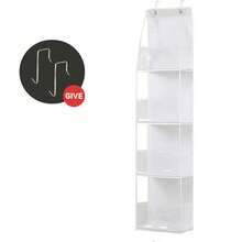 1 pieza Estantería colgante de 4 niveles, organizador de maquillaje de pared con bolsillos transparentes y bolsa de almacenamiento de malla de gran capacidad, adecuado para cocina, baño, armario, dormitorio, dormitorio - Malla gris 4 rejillas - Ver 8