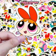 THE POWERPUFF GIRLS 50张飞天小女警可爱贴纸，卡哇伊卡通飞行女性贴纸，可贴于水瓶、笔记本电脑、行李箱、吉他、手机、日记本、剪贴簿、汽车等，防水乙烯基动漫贴纸，适合成人和青少年[官方授权] - A - 查看 2