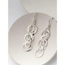 Minimalist Hollow Geometric Circle Pieced Pendant Earrings Unique Jewelry Gift For Women - Bạc D - Xem 3