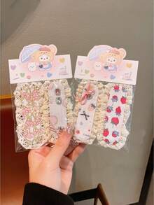 2pcs Teen Girls Fresh Floral Print Magic Hair Stickers, All-Match Bangs Fixing Hair Accessories - Multicolor - View 11