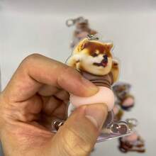 3D Sticker 1pc/2pcs 3D Pug Sleeping Keychain, Multifunctional Clip Decoration Accessory - Beige - View 3