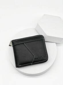 HOVI'S Men's Full Zip Around Bifold Short Wallet - Vintage Textured Leather Wallet With Contrast Stitch, ID Window, Multi-Card Slots, Snap Coin Pocket & Cash Compartment, Anti-Loss Slim Design For Casual Business Daily Use, Perfect Gift For Men - Black - View 4