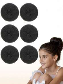 6pcs/Set Girls Mini Donut Hair Bun Maker, Ballet Bun Maker, Sock Bun Maker, Donut Bun Maker, Easy Bun Maker (6pcs, Brown, 2 Inch) - Multicolor - View 4