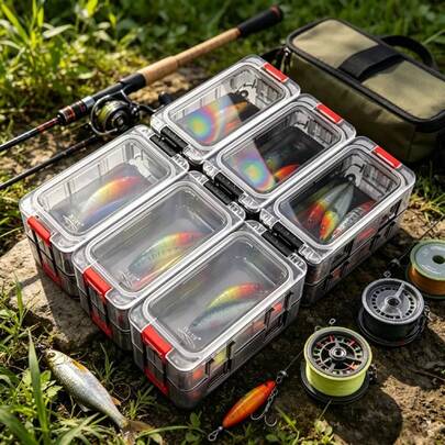 Magnetic Fishing Tackle Box, Portable Lure Organizer Durable Plastic Compartment Storage Case For Fishing Gear & Anglers