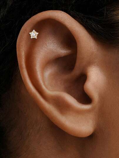 1 đôi bông tai bạc 925 đính đá CZ hình ngôi sao và hoa, không gây dị ứng, thích hợp cho phụ nữ và bé gái đeo hàng ngày, quà tặng ngày lễ.