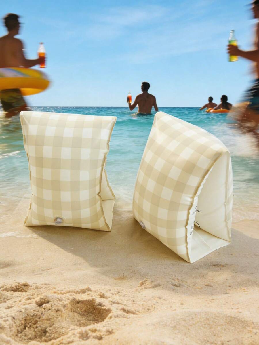 1 Peça Braçadeira Inflável de PVC Xadrez Retrô, Adequada para Crianças, Adolescentes e Adultos, Braçadeiras de Piscina, Bóias Infláveis de Natação, Mangas Flutuantes, Adequadas para Nadadores Iniciantes, Mangas Infláveis de Natação - Multicolorido - Visão 1
