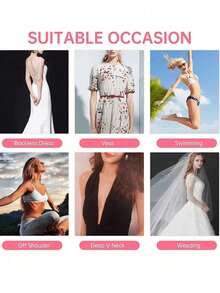 1 Roll Boob Tape Lift & Firm Your Breasts With Body Tape & Petal Backless Nipple Cover Set - Breathable Breast Lift Tape For A-E Cup Large Breasts! - 多色的 - 查看 10