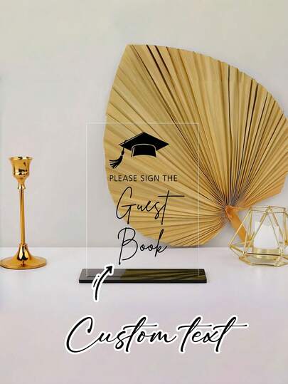 Sổ lưu niệm lễ tốt nghiệp năm 2026, bảng để bàn sổ lưu niệm, sinh viên tốt nghiệp năm 2026, bảng hiệu acrylic có chân đế, thích hợp trang trí tiệc và sự kiện, không cần điện.