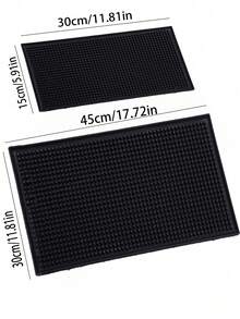1 pieza Posavasos rectangular grueso de PVC y goma, antideslizante, impermeable y resistente al calor. Diseño de drenaje rápido para tazas y vajilla, flexible, fácil de limpiar. Múltiples tamaños para cocina, bar, KTV y uso doméstico. - Negro - Ver 4